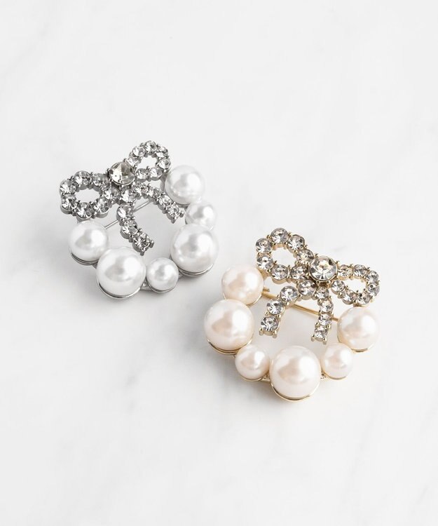TOCCA 【2WAY】PROMISE PEARL RIBBON BROOCH NECKLACE ブローチ ネックレス ゴールド系