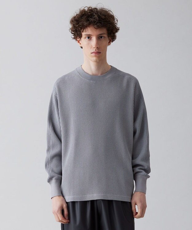 UNFILO MENS イージーケア ワッフル クルーネック [23年春夏商品] グレー