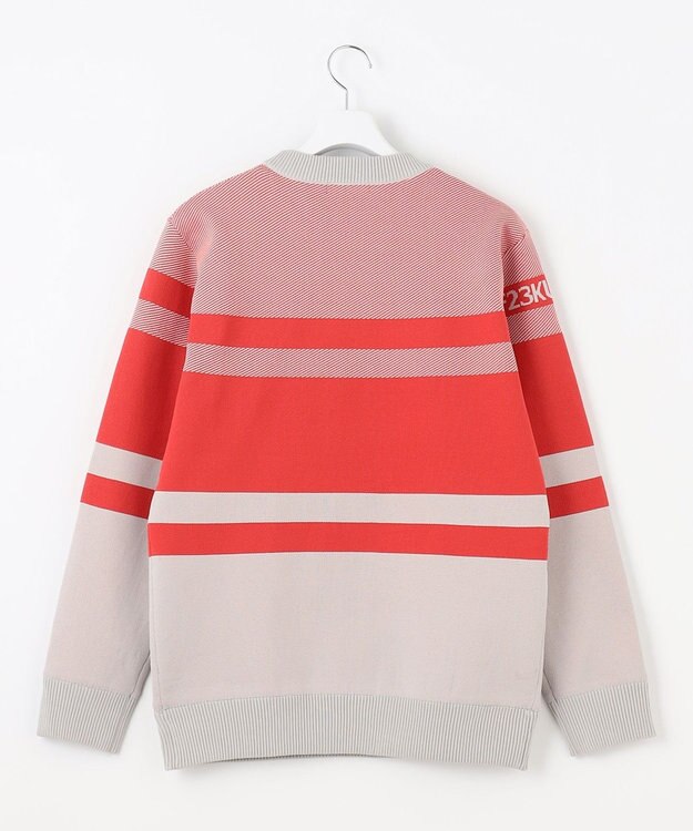 23区GOLF 【MEN】【洗える】カラーブロック 裏付き ニット ローズ系1