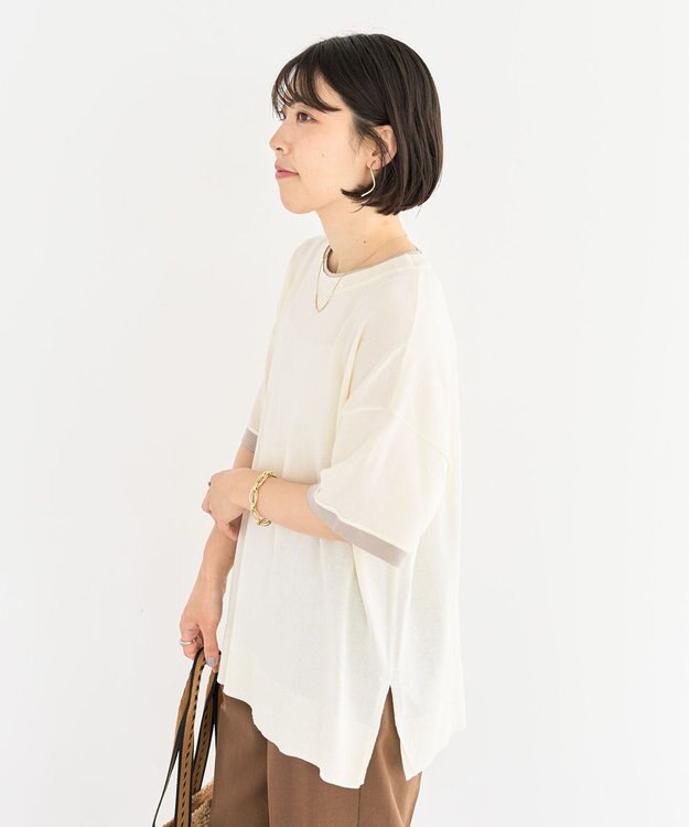 Green Parks 冷やっとすずやかレイヤーニットプルオーバ Off White