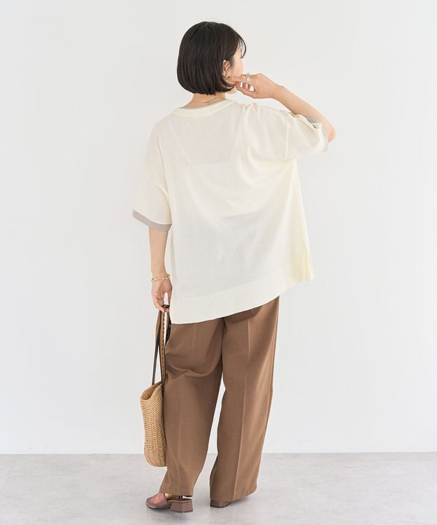 Green Parks 冷やっとすずやかレイヤーニットプルオーバ Off White