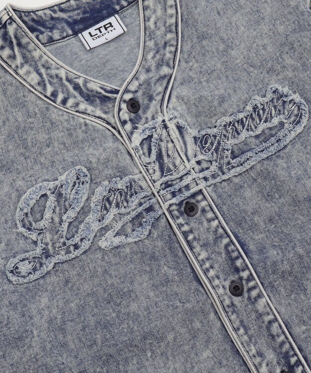 WEGO 【ユニセックス着用ITEM】ベースボールデニムグラフィックシャツ（SS） デニム淡加工色