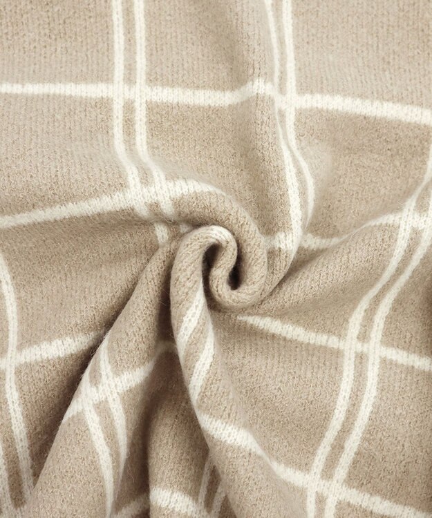 Tiaclasse 【洗える】チェックジャガードニットチュニック ベージュ