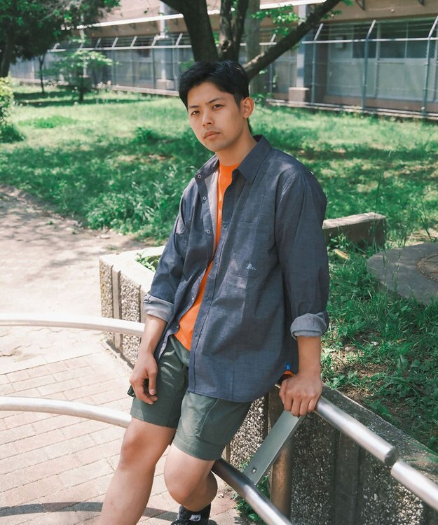 SHARE PARK MENS 【UVカット・撥水・ストレッチ】イージーデニムレギュラーカラーシャツ ネイビー系