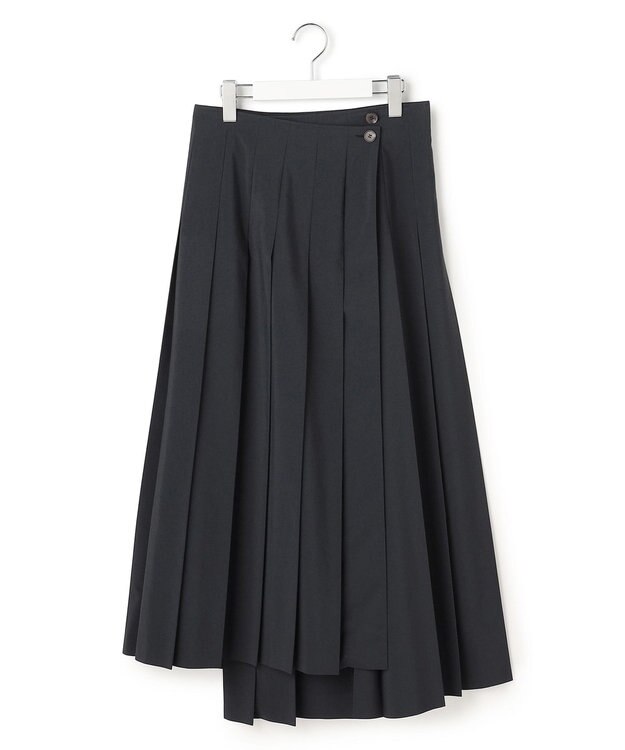 23区 【GOLD LABEL】タスランタイプライター アシンメトリー ラップスカート ブラック