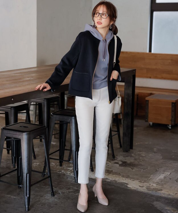 ANY SIS 【2WAY】ショートリバーシブル コート ネイビー×ブルーグレー