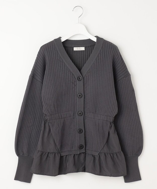 Feroux 【洗える】ペプラム カーディガン グレー系