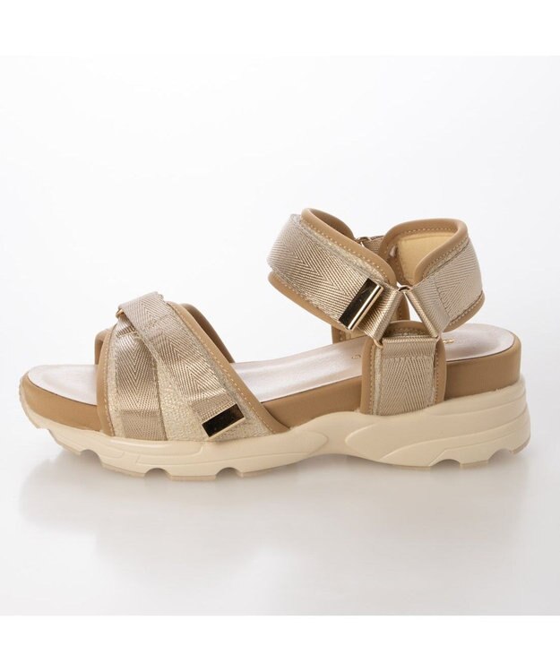MODE ET JACOMO <carino>厚底クロスベルトスポーツサンダル ベージュコンビ