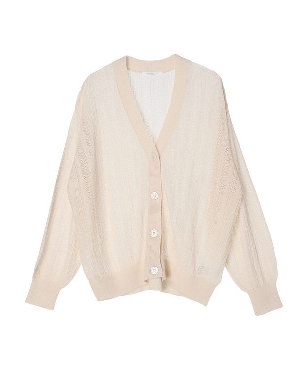 Green Parks すかし編みニットカーディガン Off White