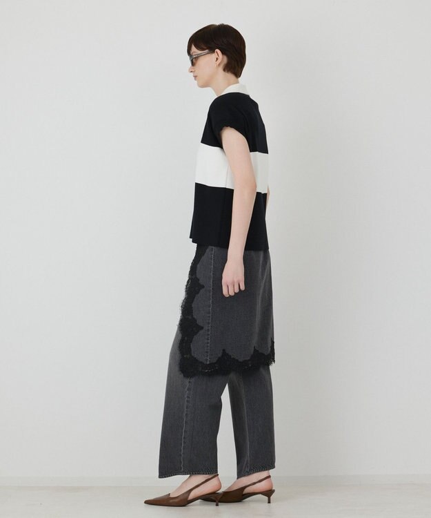 GRACE CONTINENTAL ラガーポロニットトップ ブラック