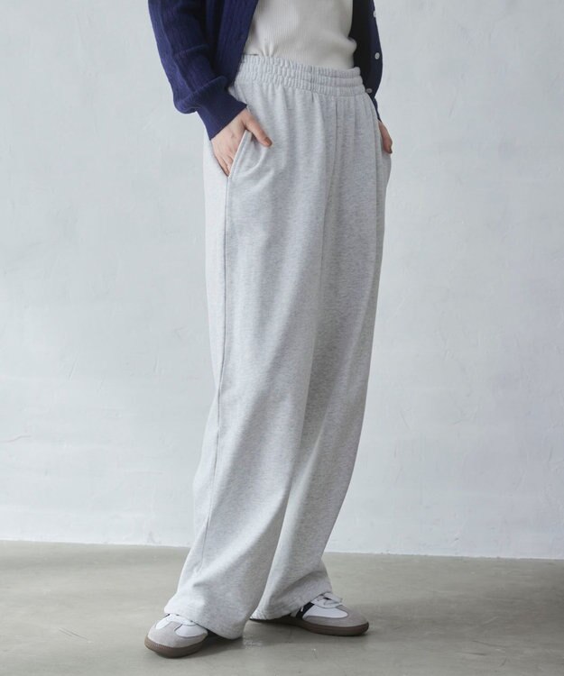 WEGO 【ウエストゴム/XSSMサイズ展開】スウェットワイドパンツ アッシュグレー