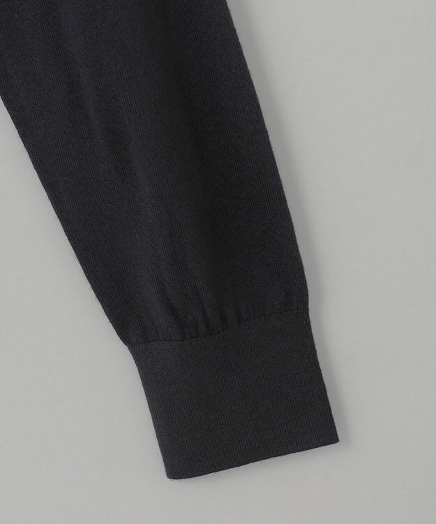 GOTAIRIKU オリジナル設計【洗える/チクチクしにくい/ピリングしにくい】イタリア糸 ハイゲージ  ニットポロ_WOOL100% ブラック系