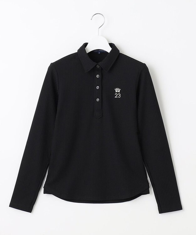 23区GOLF 飽きずに使えるベーシックアイテム【WOMEN】】 リブポロシャツ ブラック系
