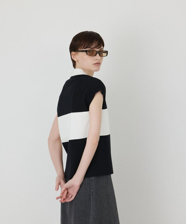 GRACE CONTINENTAL ラガーポロニットトップ ブラック