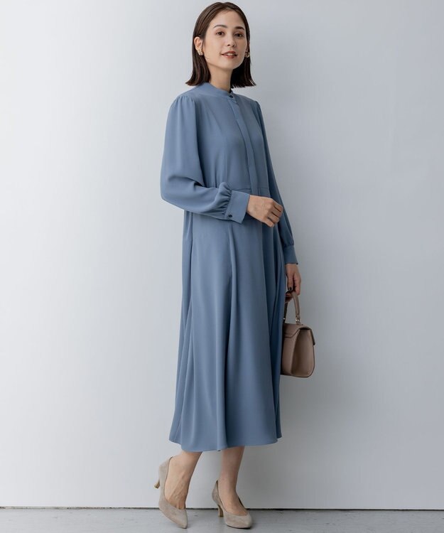 組曲 L 【WEB限定】バックサテンジョーゼット ワンピース ブルー系