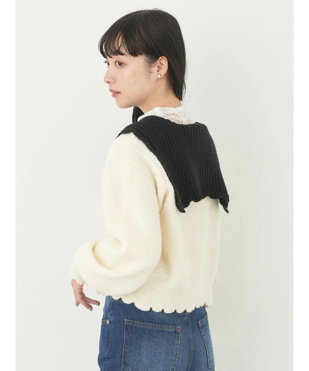 earth music&ecology フリルカラーカーディガン Ivory