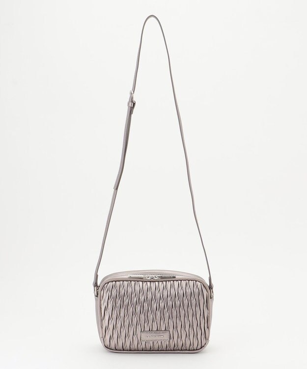 LA BAGAGERIE ランダムプリーツショルダーバッグ ガンメタリック