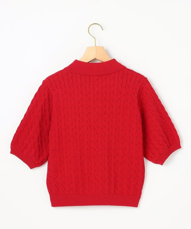 組曲 L ポロ襟 ニットプルオーバー レッド系