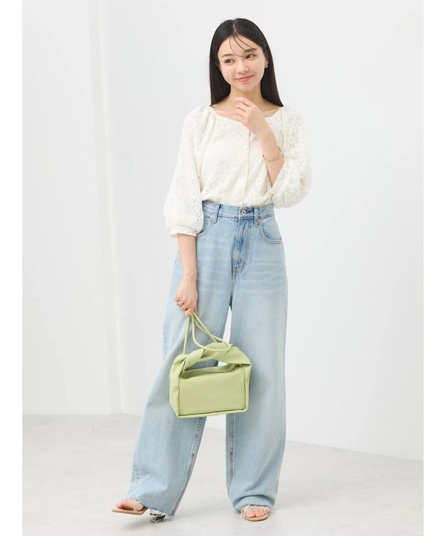 earth music&ecology フラワーレースブラウス Off White