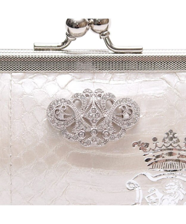 A.D.M.J. スネークレザー/アールデコガマグチ(チェーン付) WHITE PEARLIZED