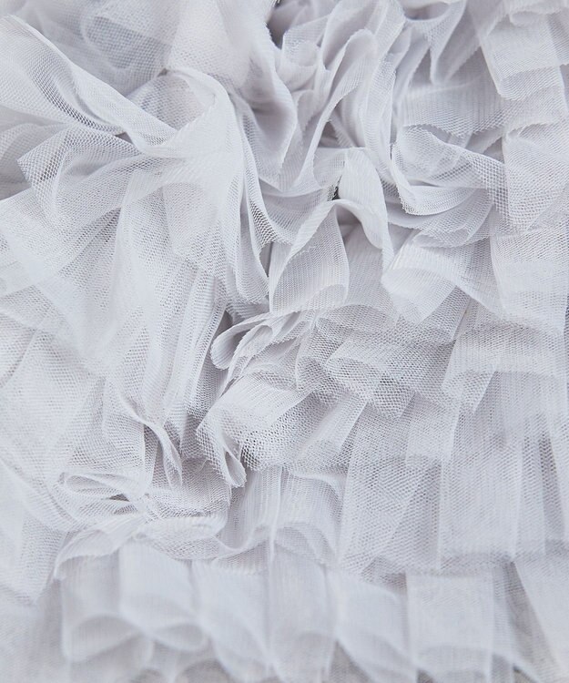 style code 【MERCURYDUO/マーキュリーデュオ】チュールフリル 雑材バケツ型ショルダーバッグ グレー