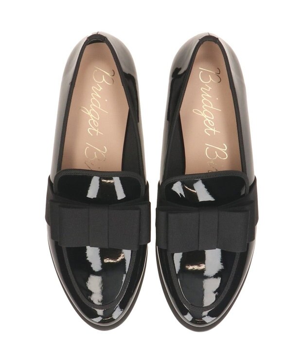 Bridget Birkin ＜抗菌消臭＞【Bridget Birkin】グログランリボンレインローファー ブラックエナメル