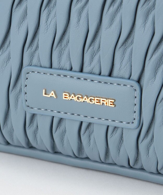 LA BAGAGERIE ランダムプリーツショルダーバッグ ライトブルー