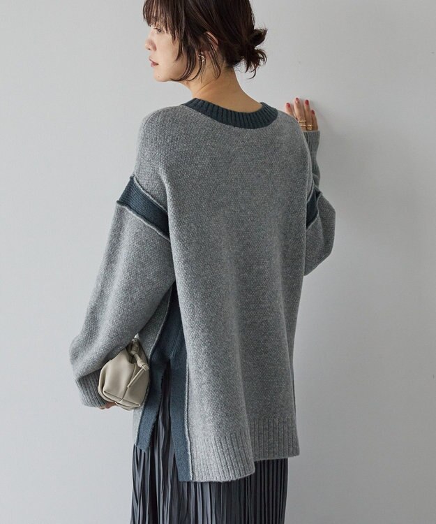 AMERICAN HOLIC バイカラーニットプルオーバー【WEB限定カラー有り】 Gray Mixture