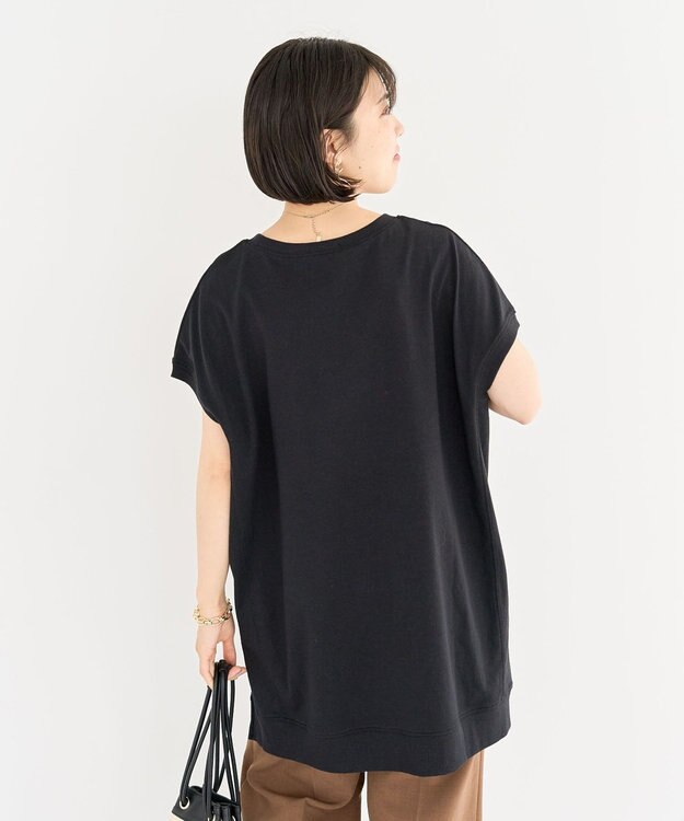 Green Parks 今年っぽフレンチスリーブカットチュニック Black