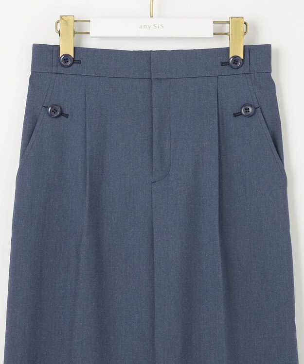 ANY SIS L 【ストレッチ・接触冷感・撥水・UVカット・洗える】エアリーストレッチ ワイドパンツ シャンブレー