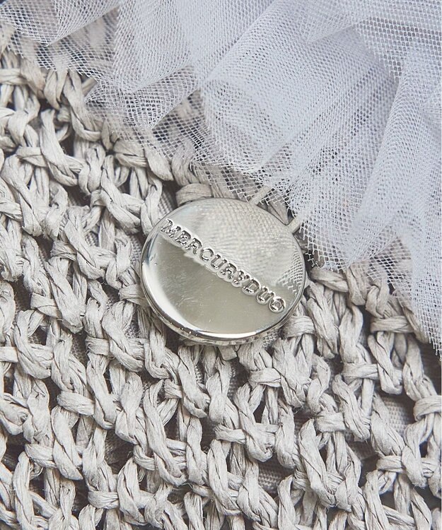 style code 【MERCURYDUO/マーキュリーデュオ】チュールフリル 雑材バケツ型ショルダーバッグ グレー