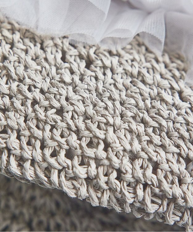 style code 【MERCURYDUO/マーキュリーデュオ】チュールフリル 雑材バケツ型ショルダーバッグ グレー