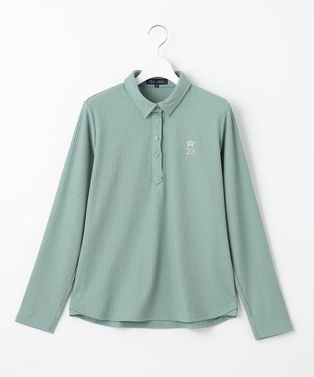 23区GOLF 飽きずに使えるベーシックアイテム【WOMEN】】 リブポロシャツ ライトグリーン系