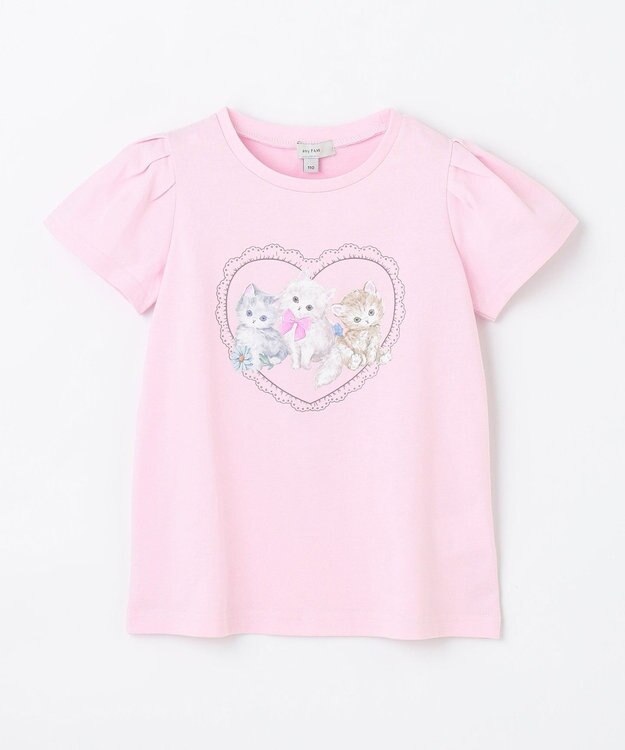 ANY KIDS ネックレス付き ネコTシャツ ピンク