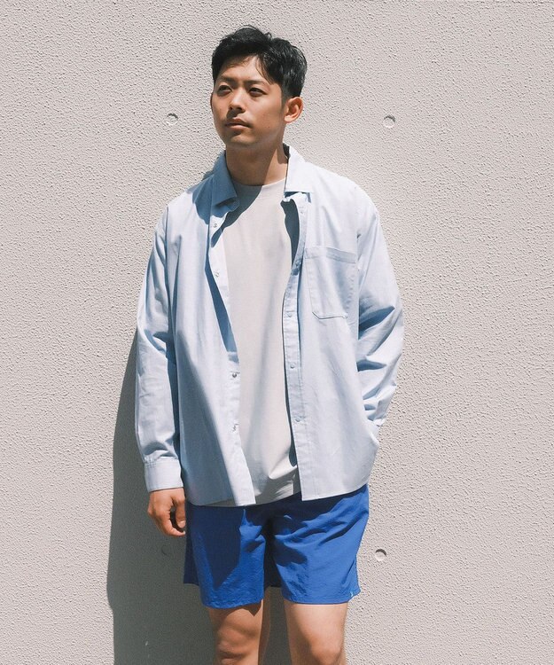 SHARE PARK MENS 【UVカット・撥水・ストレッチ】イージーデニムレギュラーカラーシャツ サックスブルー系