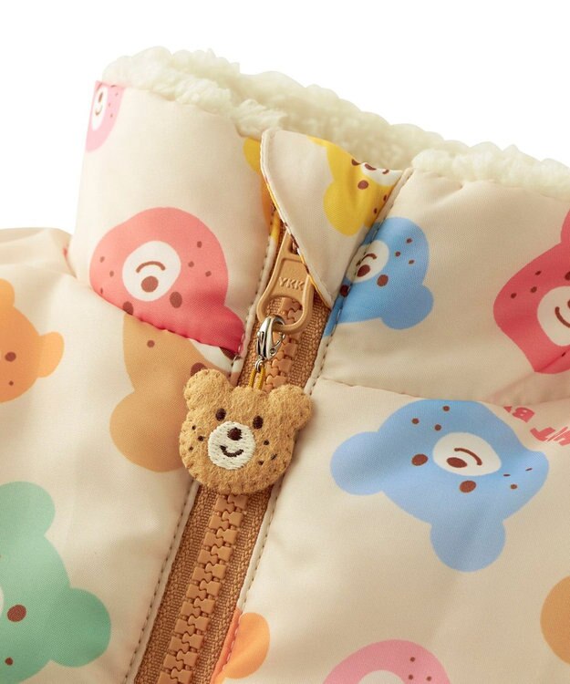 MIKI HOUSE HOT BISCUITS 【80-120cm】 カラフルビーンズ 裏ボアフリース リバーシブル総柄ベスト マルチカラー