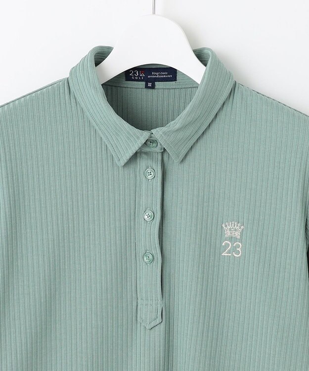 23区GOLF 飽きずに使えるベーシックアイテム【WOMEN】】 リブポロシャツ ライトグリーン系