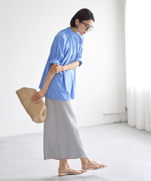 UNFILO 【MAG×スタイリストコラボ】イージーケアシャツ×ラメIラインスカート オフ×シルバー