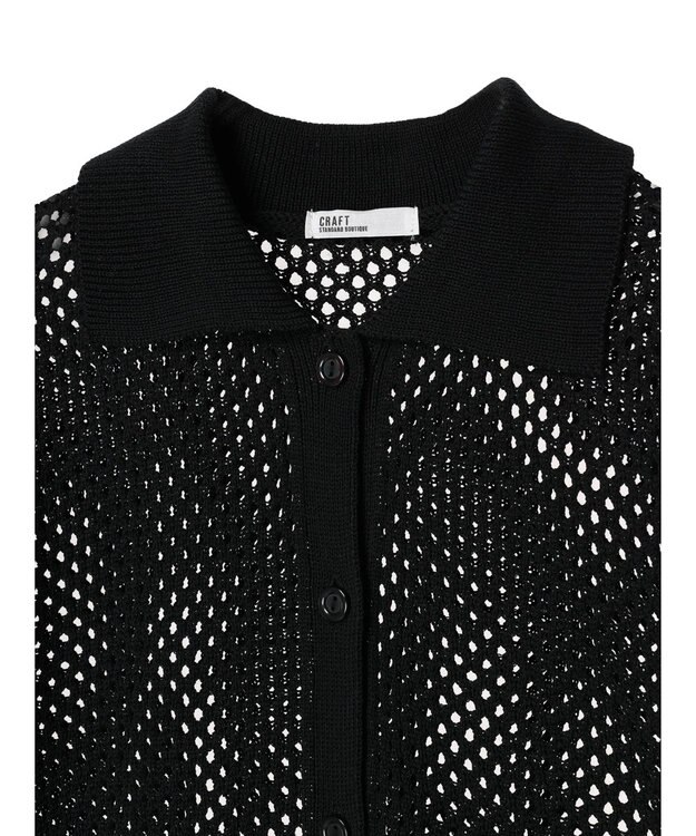 CRAFT STANDARD BOUTIQUE 配色メッシュニットカーディガン Black