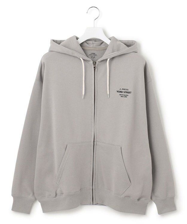 J.PRESS YORK STREET 【UNISEX】フルジップ裏毛ロゴパーカー ベージュ系
