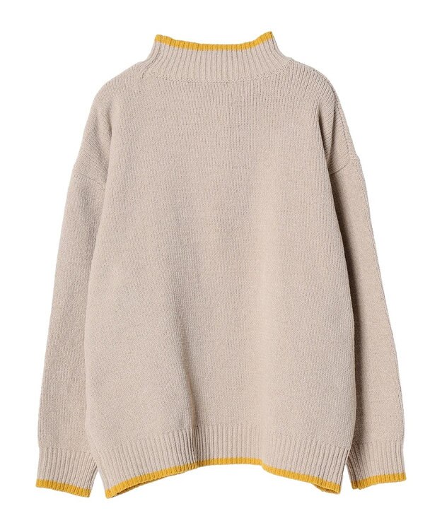 CRAFT STANDARD BOUTIQUE 洗えるモールニット配色プルオーバー Gray Beige