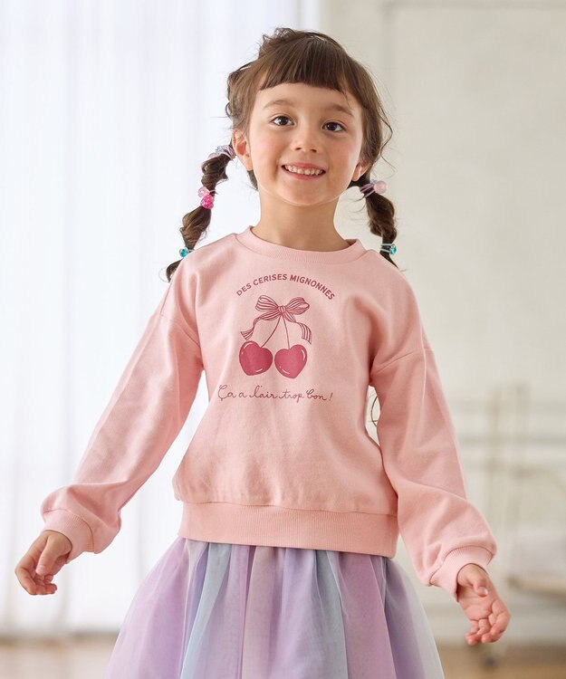 ANY KIDS 【WEB限定】7days 裏毛トレーナー ピンク×サクランボ