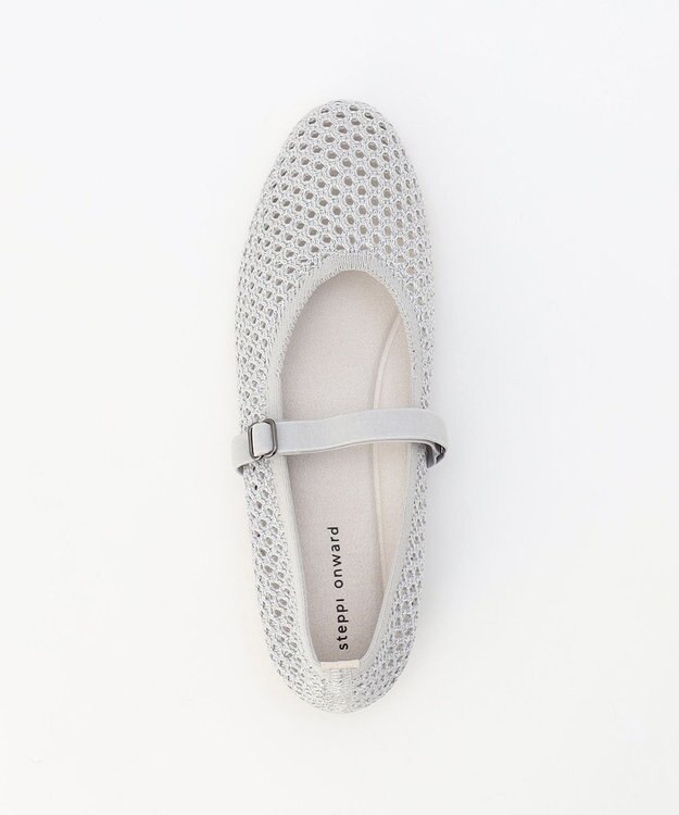 steppi ラウンド メッシュ バレエパンプス シルバーラメ