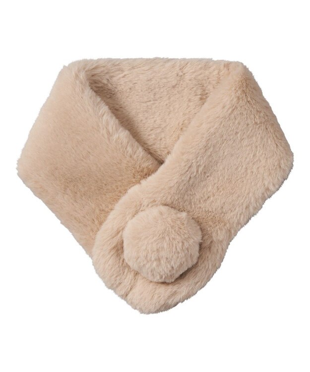 MOONBAT 【洗える】ふわもこマフラー ミニうさしっぽ ベージュ