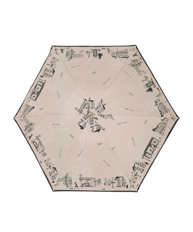 MOONBAT DAKS(ダックス) 晴雨兼用日傘 折りたたみ傘 街並み フワクール生地使用 ベージュ