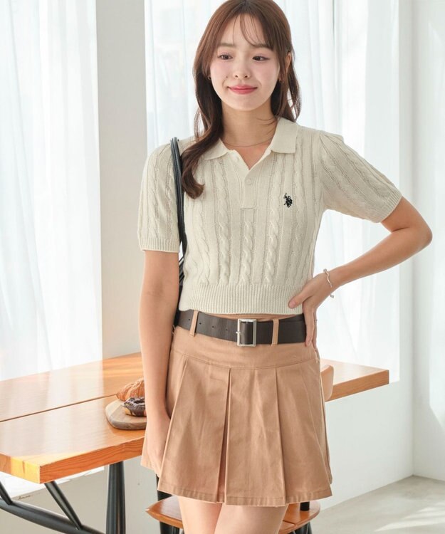 WEGO 別注USPOLO　ケーブルニットポロ ホワイトアイボリー