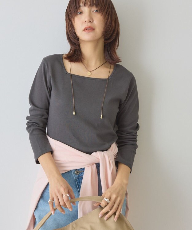 AMERICAN HOLIC 【2WAY】スクエアネックプルオーバー Charcoal Gray