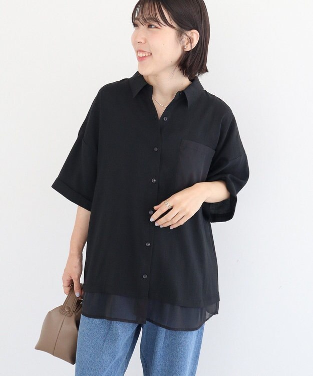 Green Parks 裾レイヤードショートスリーブシャツⅡ Black