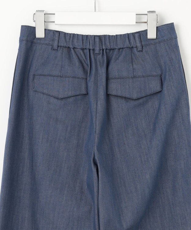 J.PRESS LADIES L 【洗える】セルロースシャンブレー ワイド パンツ ブルー系