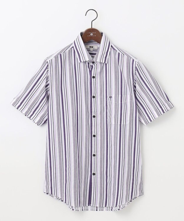 JOSEPH ABBOUD 【吸水速乾】ソアロンストライプ 半袖 パープル系1